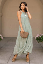 Load image into Gallery viewer, Printed Halter Midi Dress in Sage Green