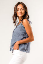 Load image into Gallery viewer, Tillie Eyelet Tank in Blue
