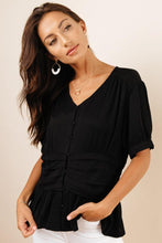 Load image into Gallery viewer, Michelle Peplum Top in Black
