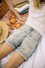 Load image into Gallery viewer, Mid Rise Distressed Denim Shorts

