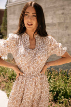 Load image into Gallery viewer, Floral Pintuck Midi Dress in Taupe

