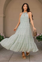 Load image into Gallery viewer, Printed Halter Midi Dress in Sage Green
