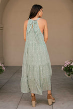 Load image into Gallery viewer, Printed Halter Midi Dress in Sage Green
